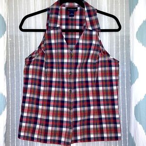Ann Taylor Plaid Sleeveless Top